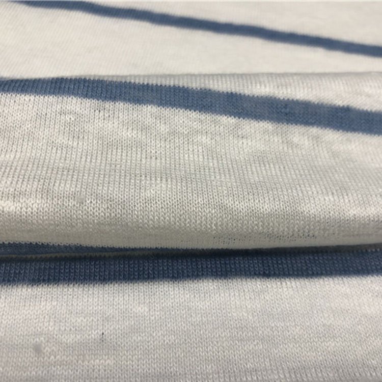 100% linen fabric dyed single jersey knitted fabric for t-shirt