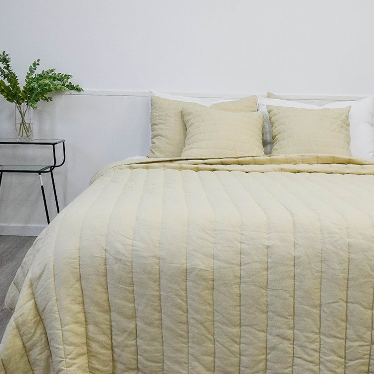 Bright Color Linen Fabric Linen Quilt Bedding Set Quilt King Size Blanket