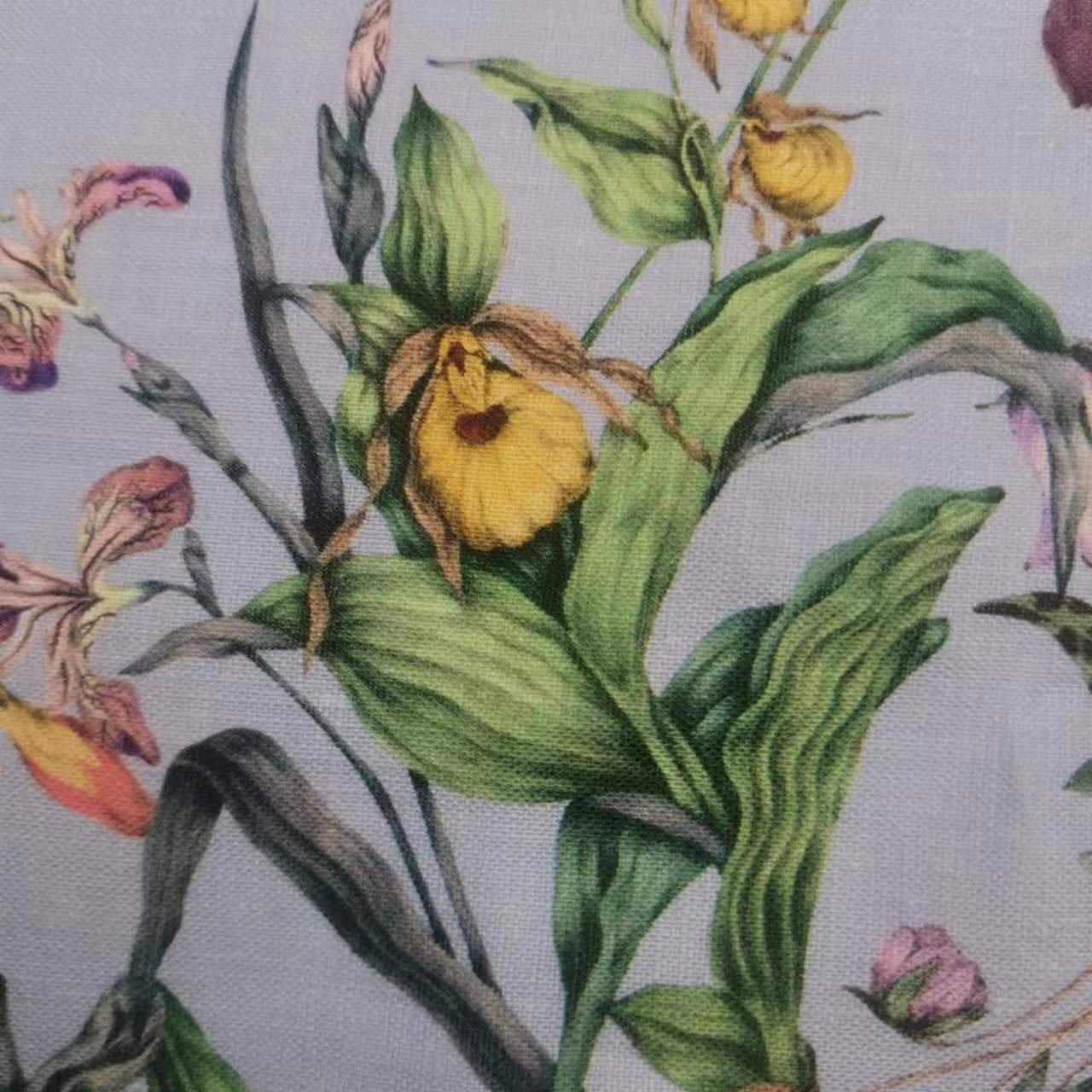 Custom Breathable Friendly Digital Printed Design 100% Linen Flower Printed Stonewashed Linen Fabrics for Men Shirt