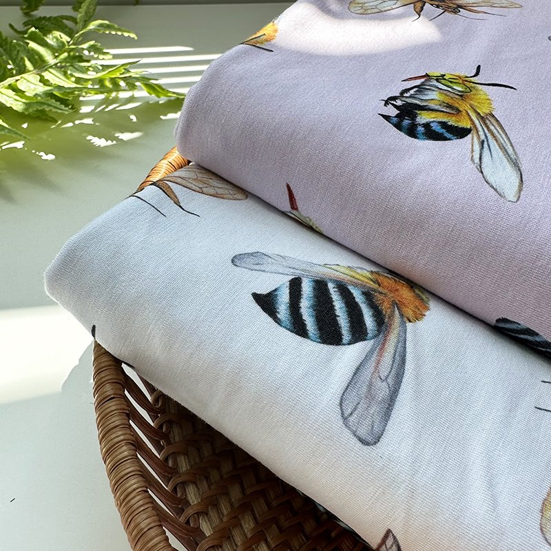 Custom Oem&Odm Digital Printed Sweet Bee Design Bamboo Fiber Fabric Bamboo Cotton Blend Fabric By the Meter for Baby Rompers