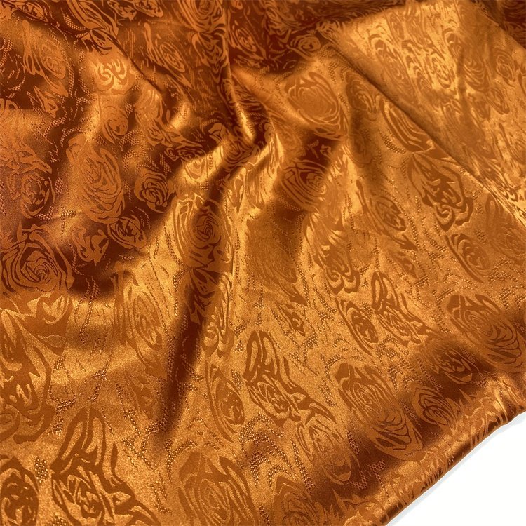china supplie factory Cheap Beautiful Flower Stretch Satin Jacquard Polyester Fabric for curtain