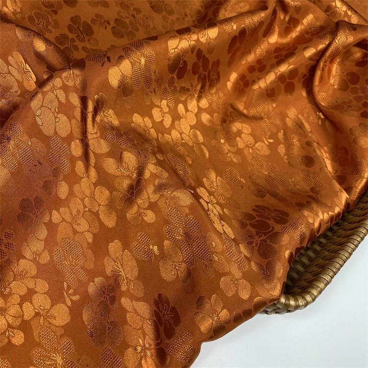 china supplie factory Cheap Beautiful Flower Stretch Satin Jacquard Polyester Fabric for curtain