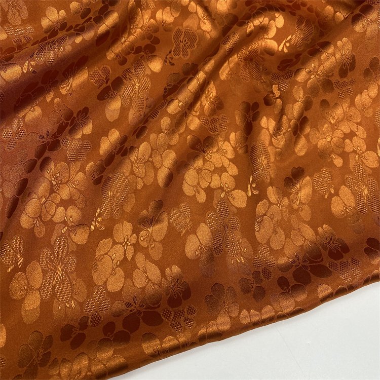 china supplie factory Cheap Beautiful Flower Stretch Satin Jacquard Polyester Fabric for curtain