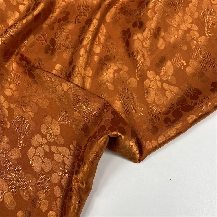 china supplie factory Cheap Beautiful Flower Stretch Satin Jacquard Polyester Fabric for curtain