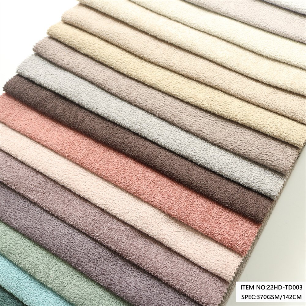 Modern custom high quality boucle sofa fabric home deco fabric home textile warp knitted sofa upholstery fabric teddy velvet