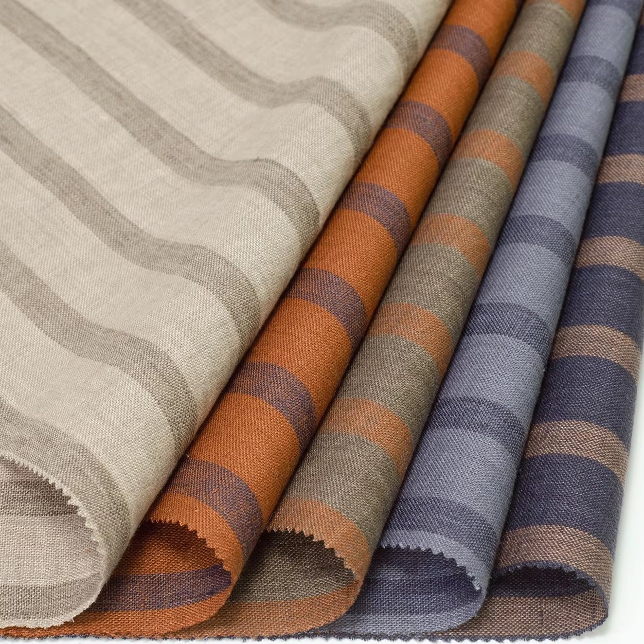 #8593 Customization new design yarn dyed table linens fabric stripe 100% linen fabric for clothing garment