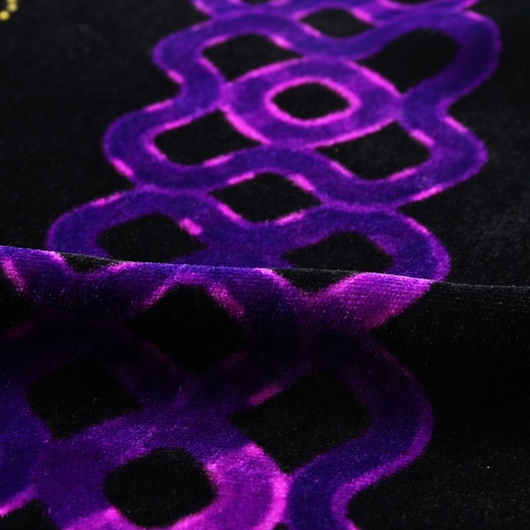 Custom printing black purple 100 polyester dubai abaya velour for garment velvet fabric content