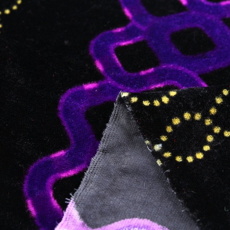 Custom printing black purple 100 polyester dubai abaya velour for garment velvet fabric content