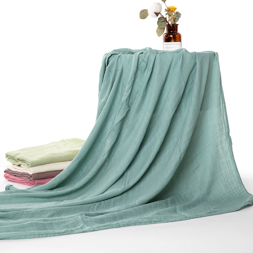 Reasonable Price Solid Color Bamboo Cotton Fabric Breathable Skin-friendly Swaddle Baby Muslin Blanket for Newborn Baby