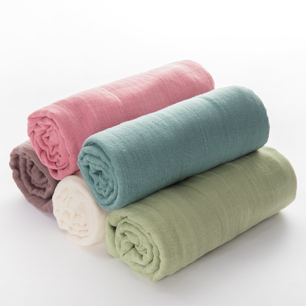 Reasonable Price Solid Color Bamboo Cotton Fabric Breathable Skin-friendly Swaddle Baby Muslin Blanket for Newborn Baby