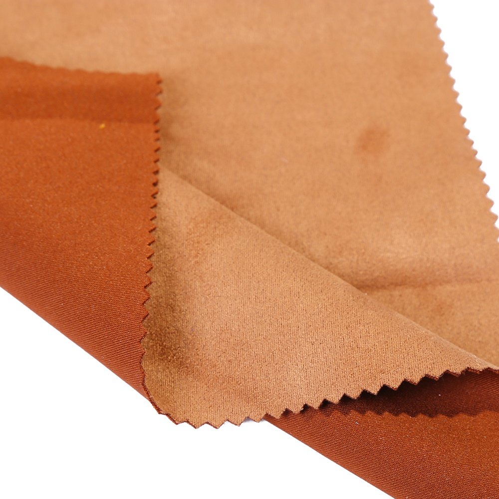 Wholesale shaoxing clothing grs material fabric textile 280gsm polyester knit weft recycle scuba faux suede fabric for jacket
