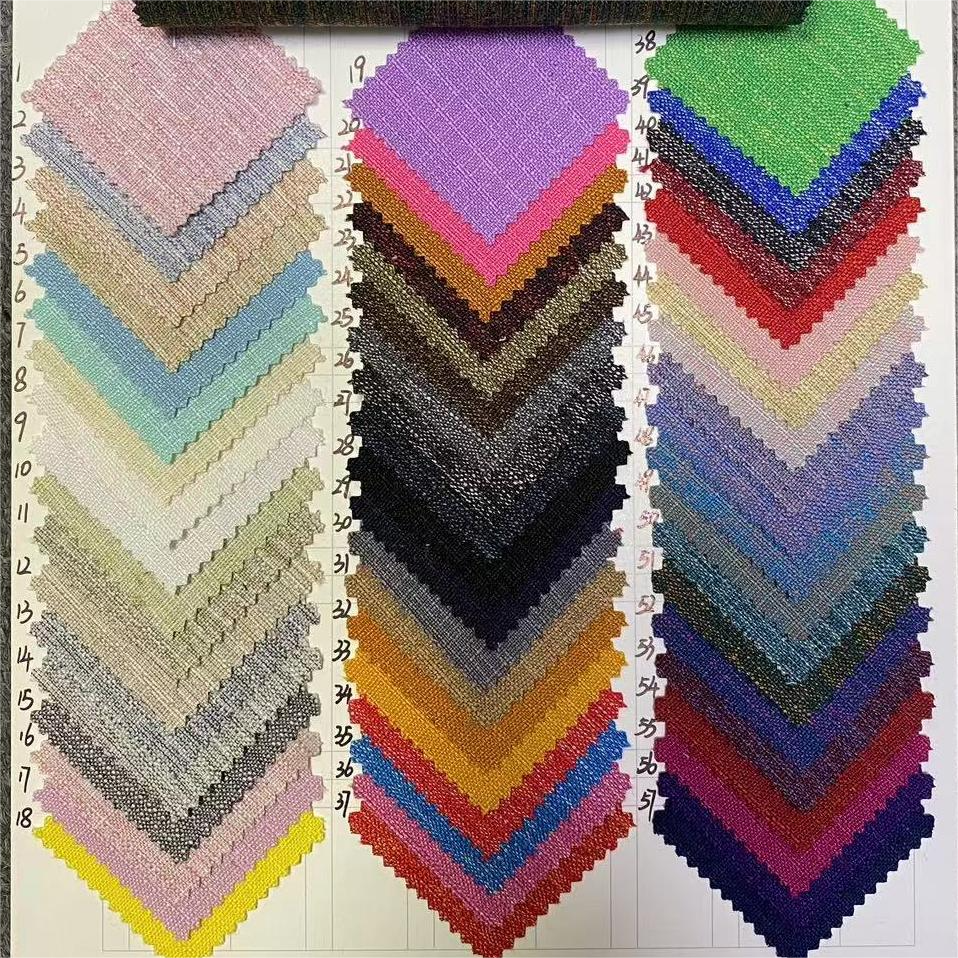 jiexingtextile Bulk Wholesale Spring Linen Polyester Natural Dress Shirting Blended Plain dyed weaving Fabric By The Yard