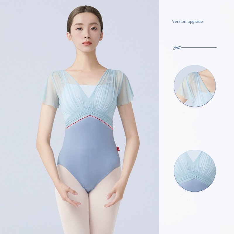 Women dance Ballet Leotards Gymnastics Mesh Ballet Training Dance Wear for Girls Mesh Crop Top