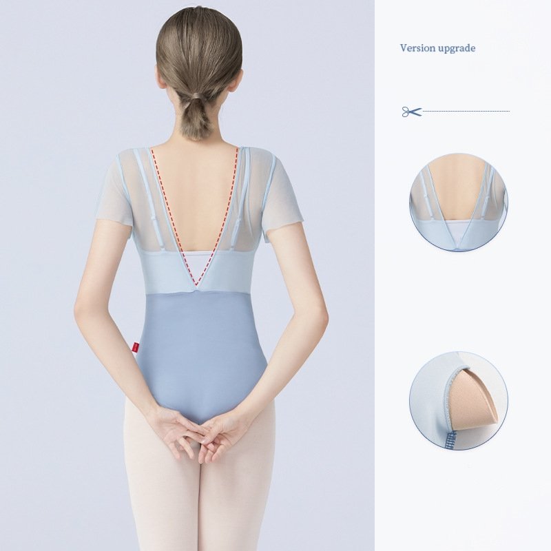 Women dance Ballet Leotards Gymnastics Mesh Ballet Training Dance Wear for Girls Mesh Crop Top