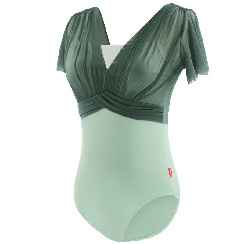 Women dance Ballet Leotards Gymnastics Mesh Ballet Training Dance Wear for Girls Mesh Crop Top