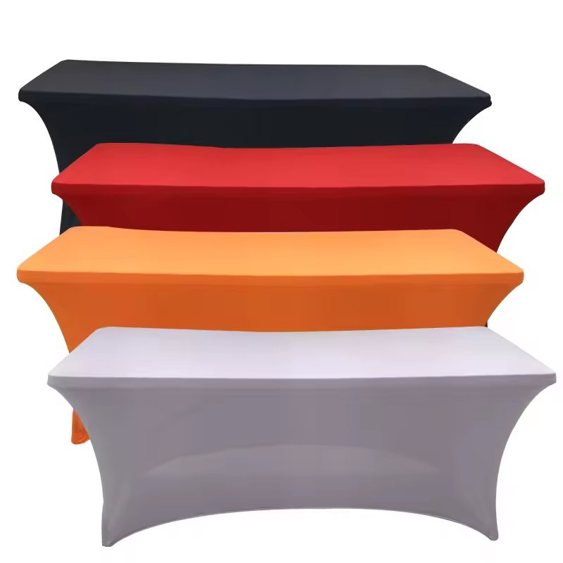 Personalised 6 Ft Spandex Table Cover Open Back Custom Branded Logo Print Spandexfabric Folding 4 Feet 6Ft Table Cloth