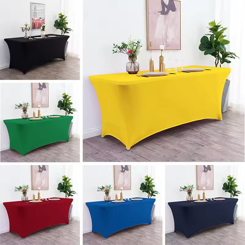 Personalised 6 Ft Spandex Table Cover Open Back Custom Branded Logo Print Spandexfabric Folding 4 Feet 6Ft Table Cloth