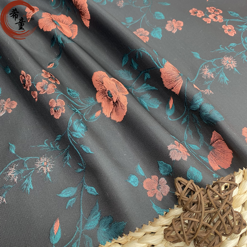 New design china textile supplier 100%polyester woven customize fashion flower yarn dyed brocade jacquard fabrics for dress