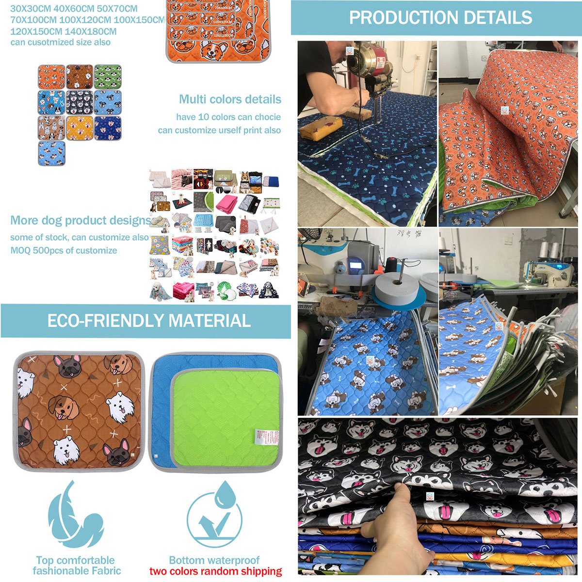 COLLABOR 10 Colors Washable Bamboo Pee Pads For Hamster Reusable Mesh Pee Pad 5 Layer Waterproof Oversized Pee Pads Leak-Proof