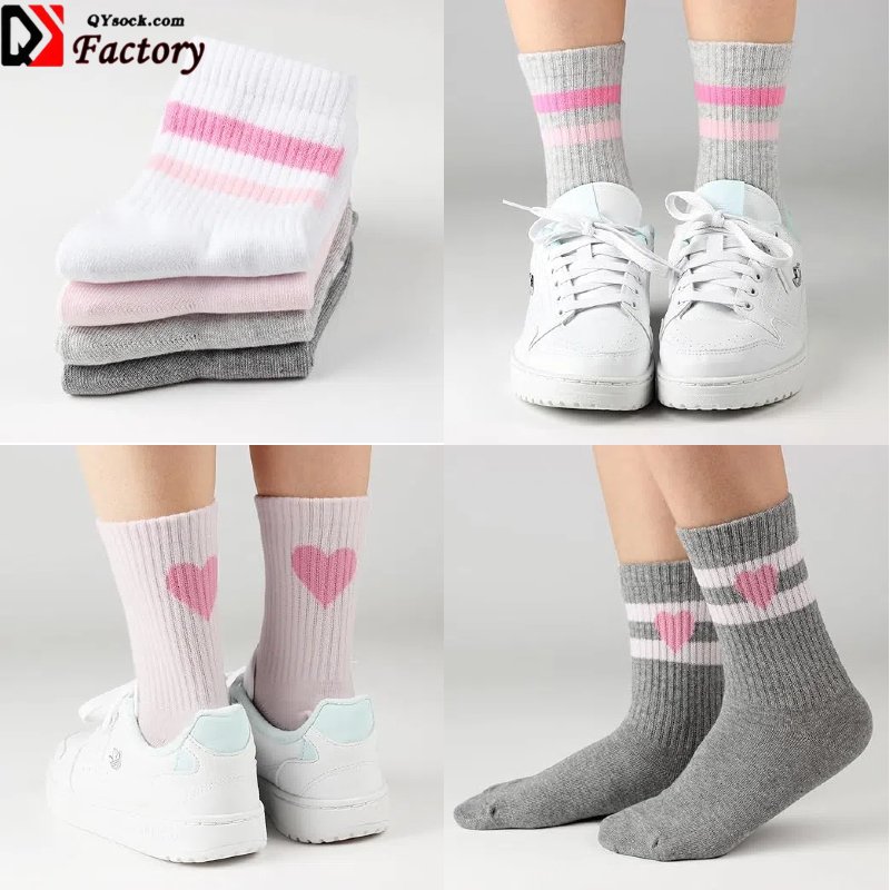 Factory Wholesales Cute Women Cotton Socks All-match Breathable Crew Mid Calf Socks for Girls