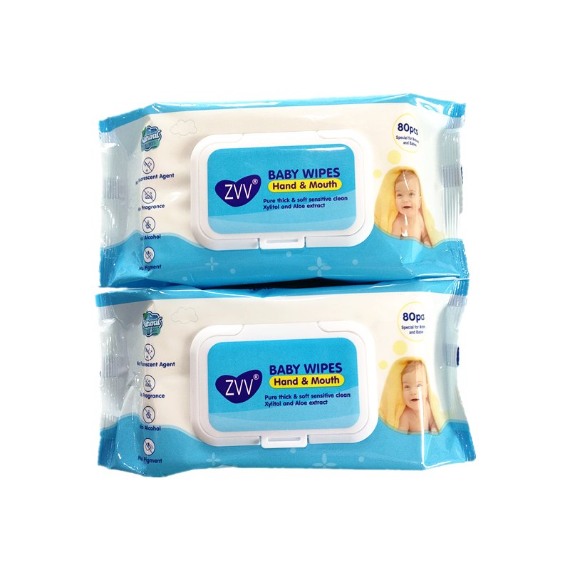 ZVV 80Pcs/ Pack 24Pack/Carton Super Soft Biodegradable Bamboo Fiber Skin-Friendly Vitamin E Aloe Original Baby Wipes