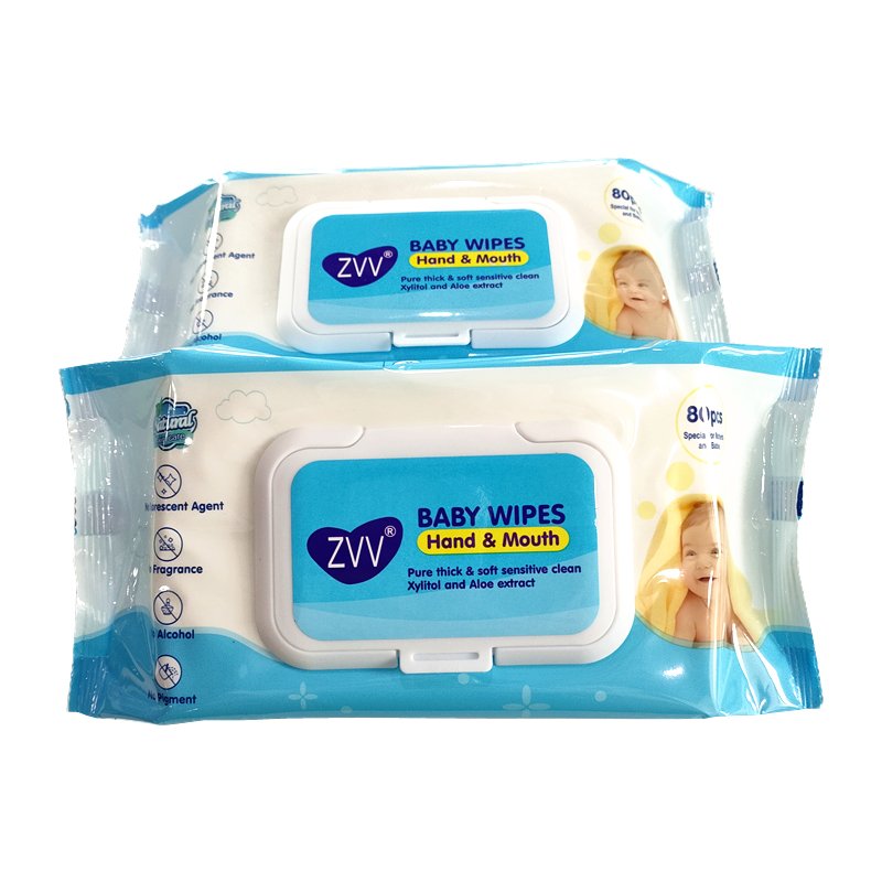 ZVV 80Pcs/ Pack 24Pack/Carton Super Soft Biodegradable Bamboo Fiber Skin-Friendly Vitamin E Aloe Original Baby Wipes