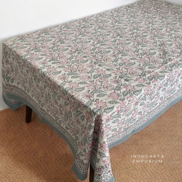 Indian Hand Block Printed Cotton Table Cover Best Quality Handmade Cotton Table cover