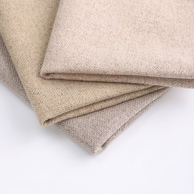 China factory Vintage 100% Polyester Linen Looking Woven Plain Weaved sofa upholstery Fabric