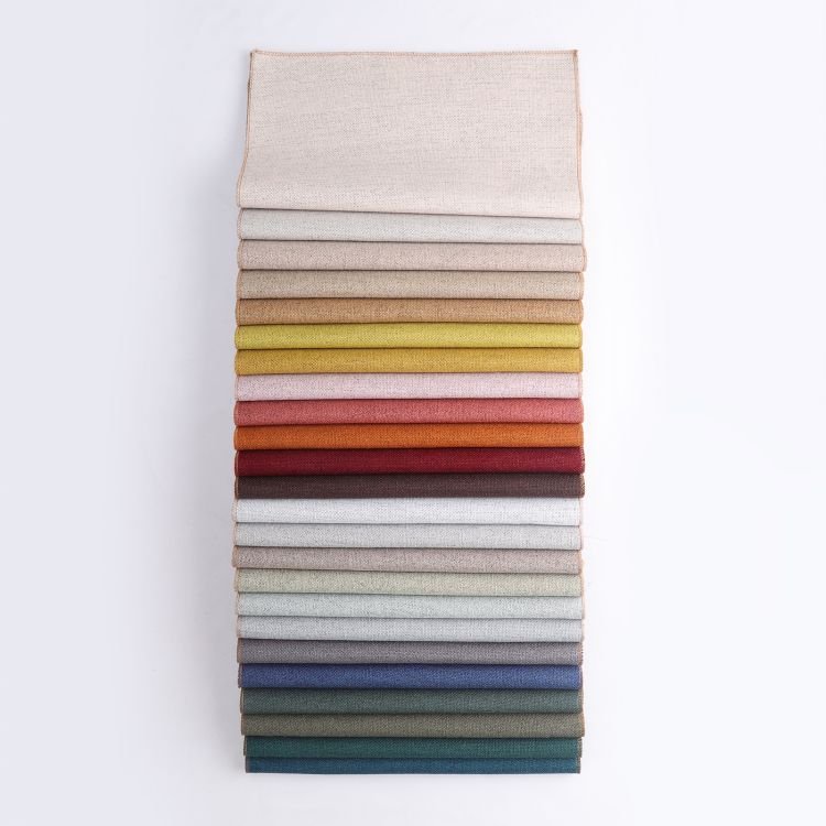 China factory Vintage 100% Polyester Linen Looking Woven Plain Weaved sofa upholstery Fabric