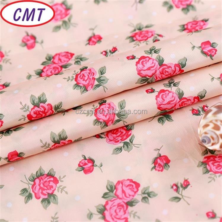 CMT hot sell flower printed 75D 100% polyester taffeta fabric