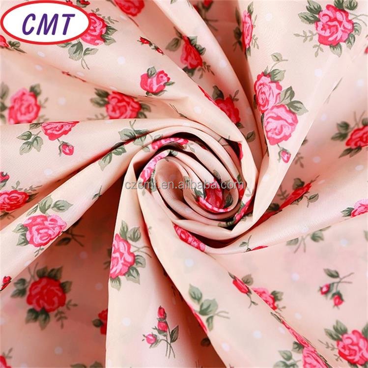 CMT hot sell flower printed 75D 100% polyester taffeta fabric