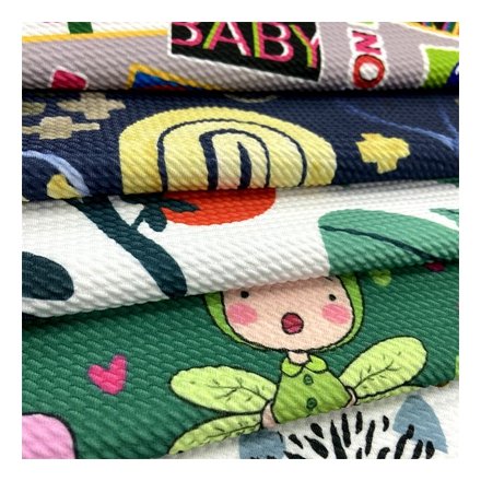 Cartoon designs 95% polyester 5% spandex knit liverppol custom printing bullet resistant stretch fabric for bows headbands