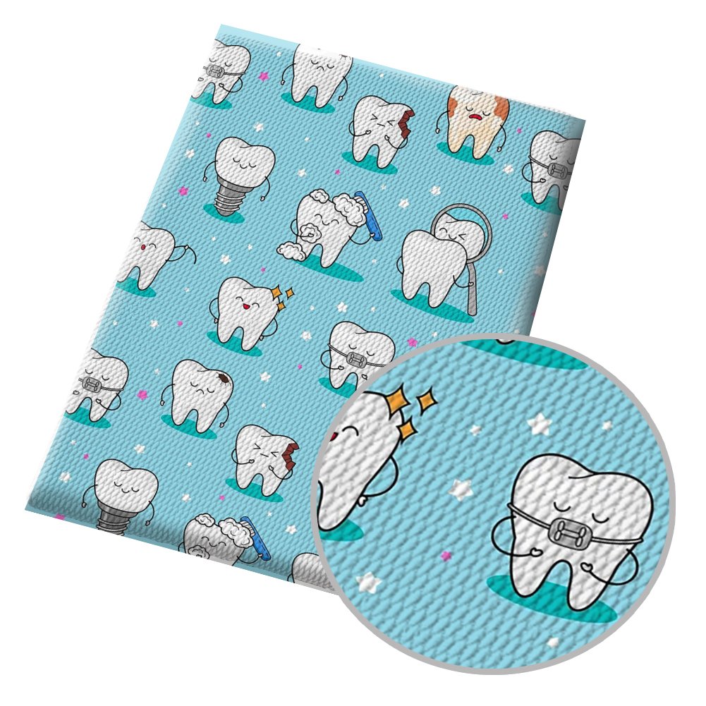 Wholesale Medical Teeth Series Printed Bubble Fabric For Home Decoration