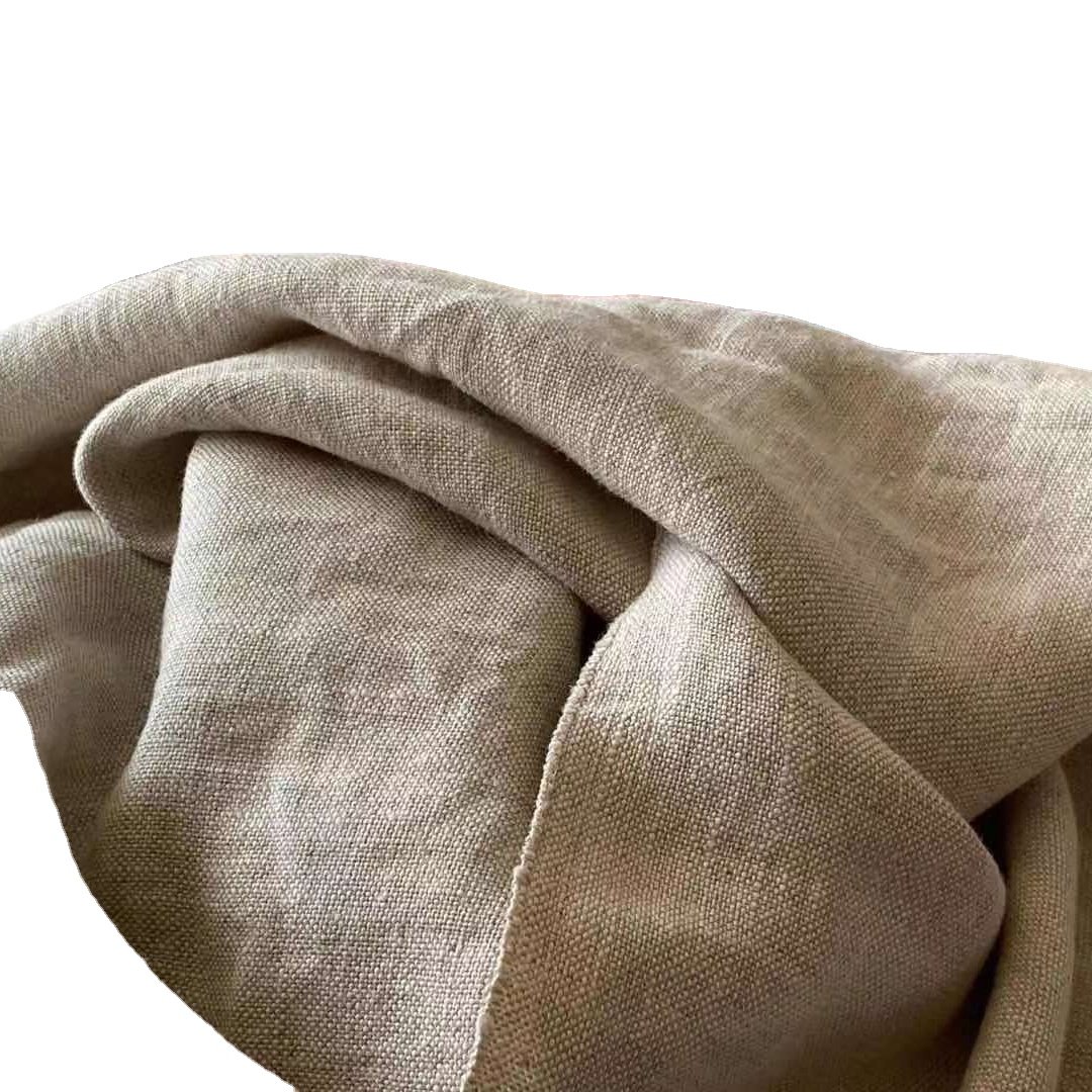 High quality Narrow Width 100% Linen Yarn Plain Dyed Organic Washed Bedding Tablecloth Suit Garment Fabric