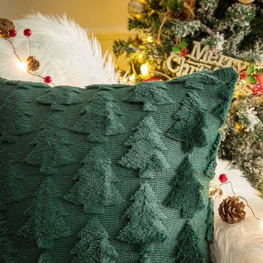 Christmas Tree Elk Soft Fluffy Pillowcases Decorative Throw Plush Pillow Covers Boho for Home Couch Bedroom Decor New Year Gift