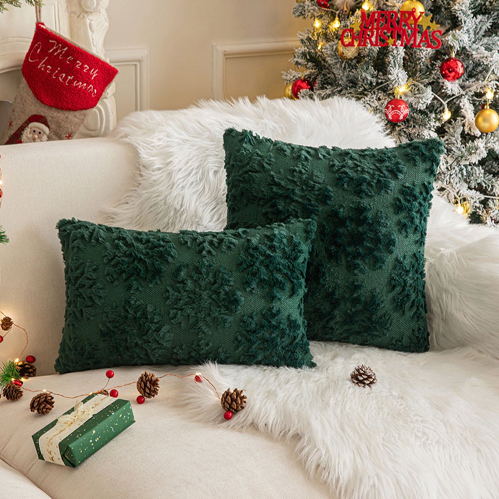Christmas Tree Elk Soft Fluffy Pillowcases Decorative Throw Plush Pillow Covers Boho for Home Couch Bedroom Decor New Year Gift