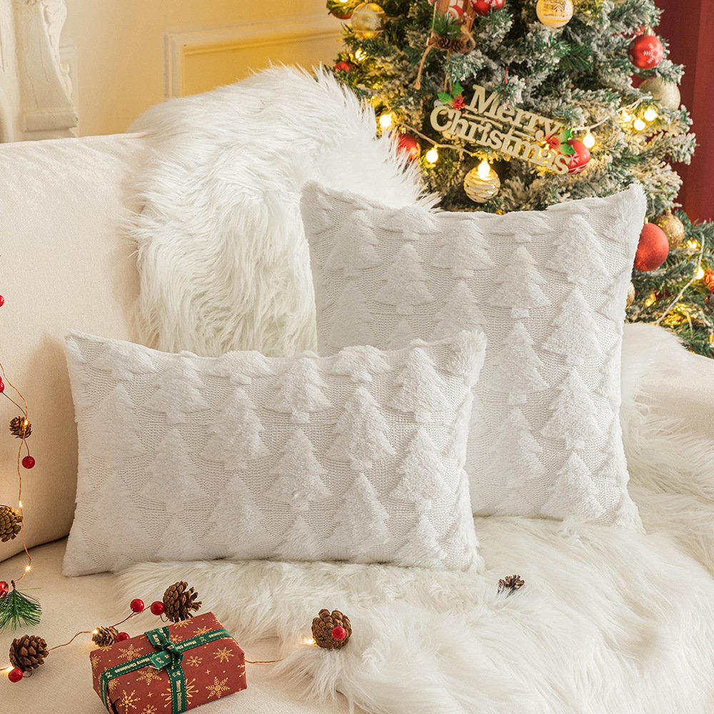Christmas Tree Elk Soft Fluffy Pillowcases Decorative Throw Plush Pillow Covers Boho for Home Couch Bedroom Decor New Year Gift