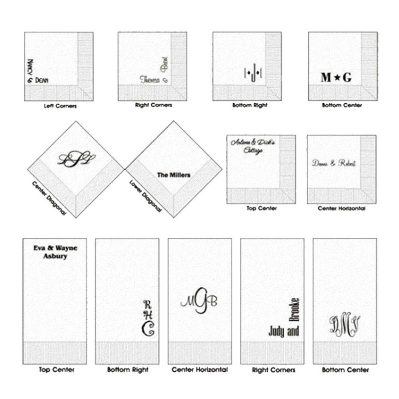 Wholesale Custom monogram Embroidery Hemstitch flatware Plain Table Napkin White Nature French Flax Wedding cocktail napkins