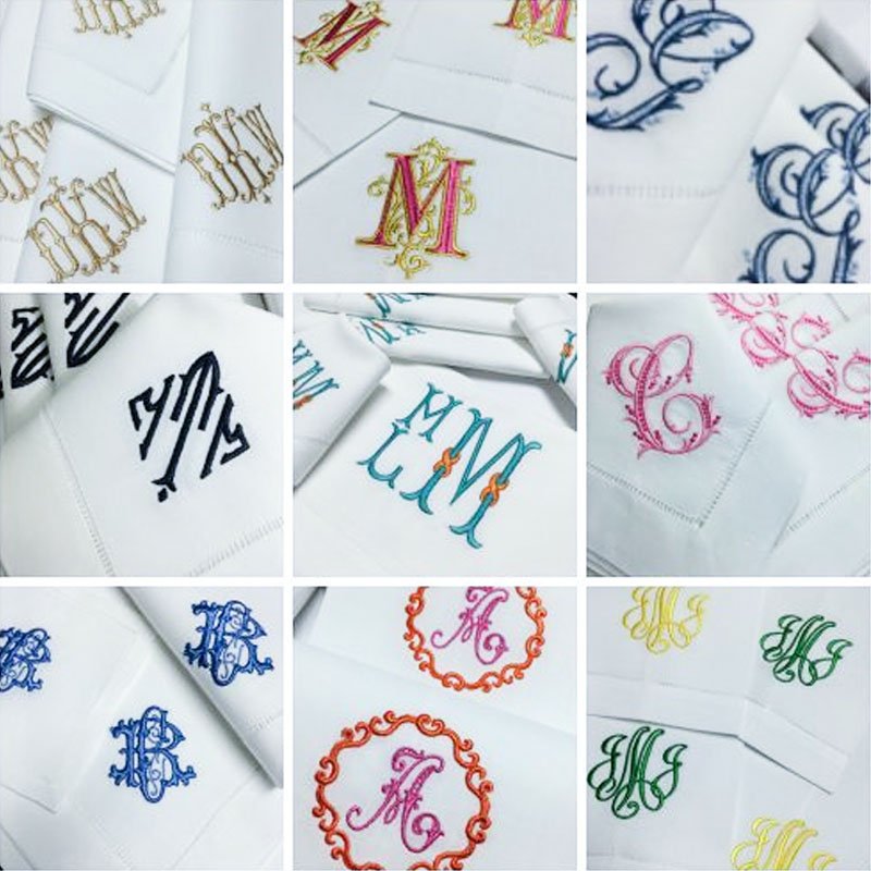 Wholesale Custom monogram Embroidery Hemstitch flatware Plain Table Napkin White Nature French Flax Wedding cocktail napkins
