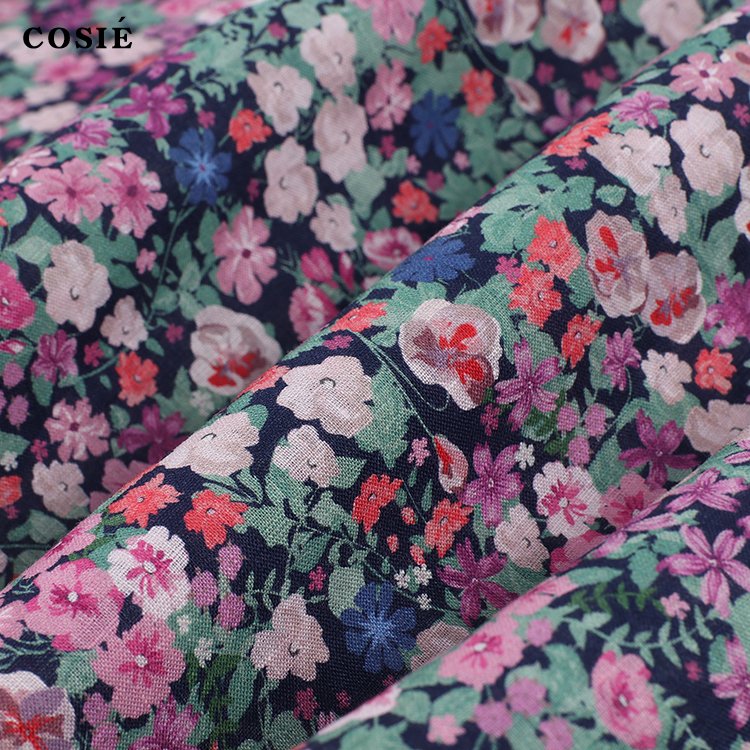 Custom Flower Design No Moq Floral Digital Printed 100% Pure Soft Linen 110gsm Textile Fabric for Shirts