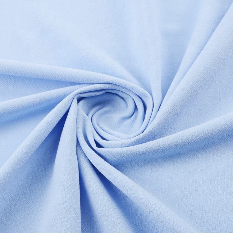 Wholesale blue 100% linen fabric breathable woven 190gsm washed linen fabric roll for clothes