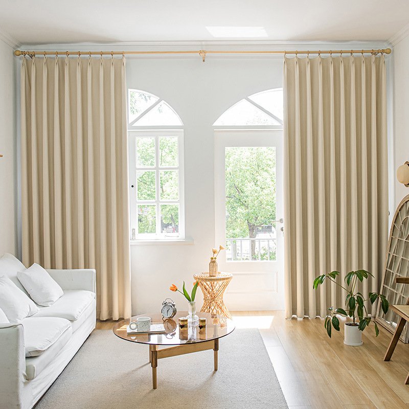 Double-sided same texture cotton curtains Japanese linen 2024 new bedroom living room modern minimalist blackout fabric curtains