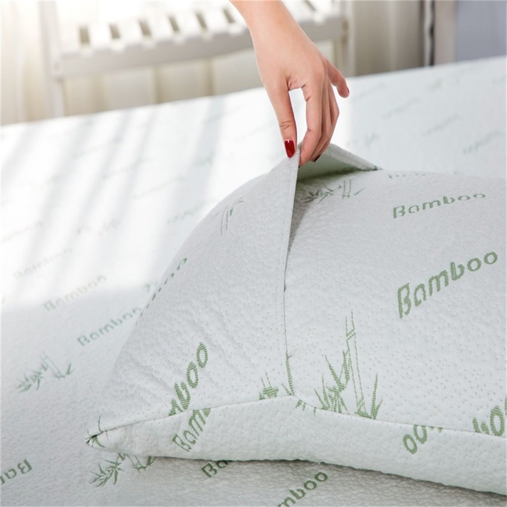 Custom 5 Star Hiton Hotel Pillow Protector Cover Anti Mite Waterproof Bamboo Fiber Pillowcase