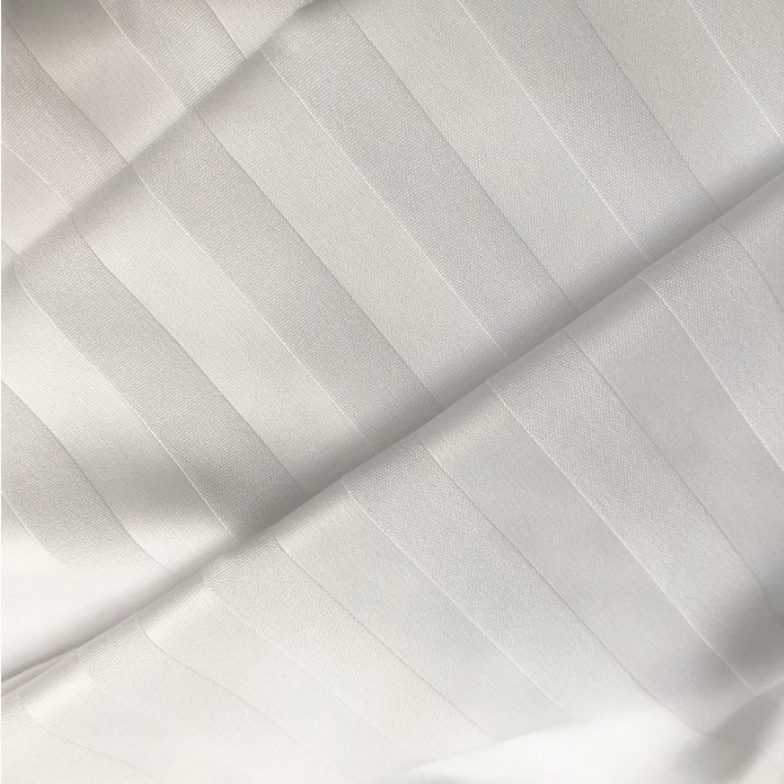Changxing supplier hotel bedding set cover 3cm stripe bleached white 100% polyester fabric for bed sheets in rolls