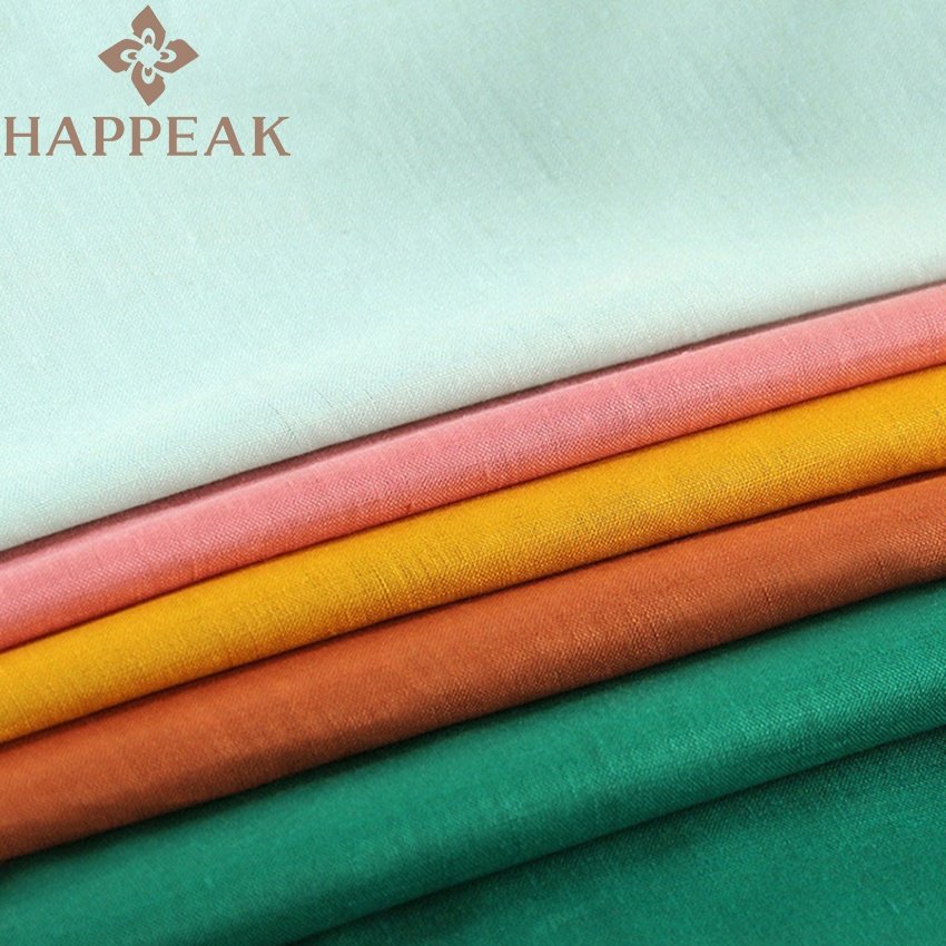 HAPPEAK Wholesale 100% Pure Linen Fabric Custom Print Available Solid 256 Colours Soft Linen Fabric For Garment