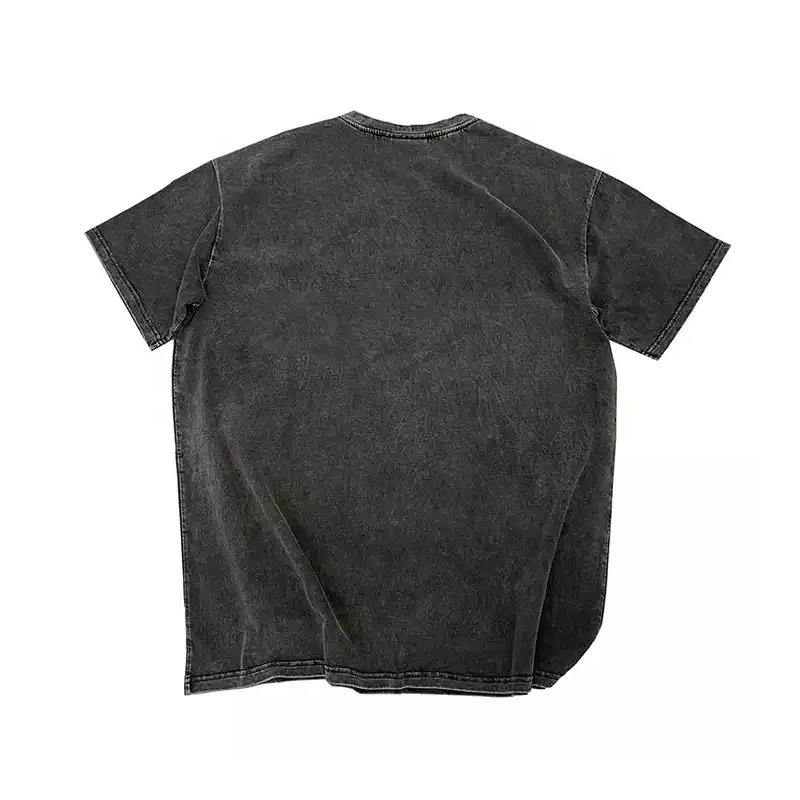 Wholesale Vintage Style Acid Wash Logo Printed Men's Heavyweight Cotton Oversize T-Shirt Blank Jersey Fabric