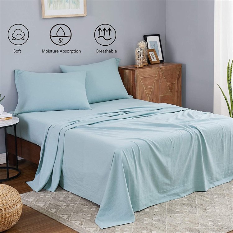 Factory supply queen size linen sheets flax 100% pure flax yarn bedding set