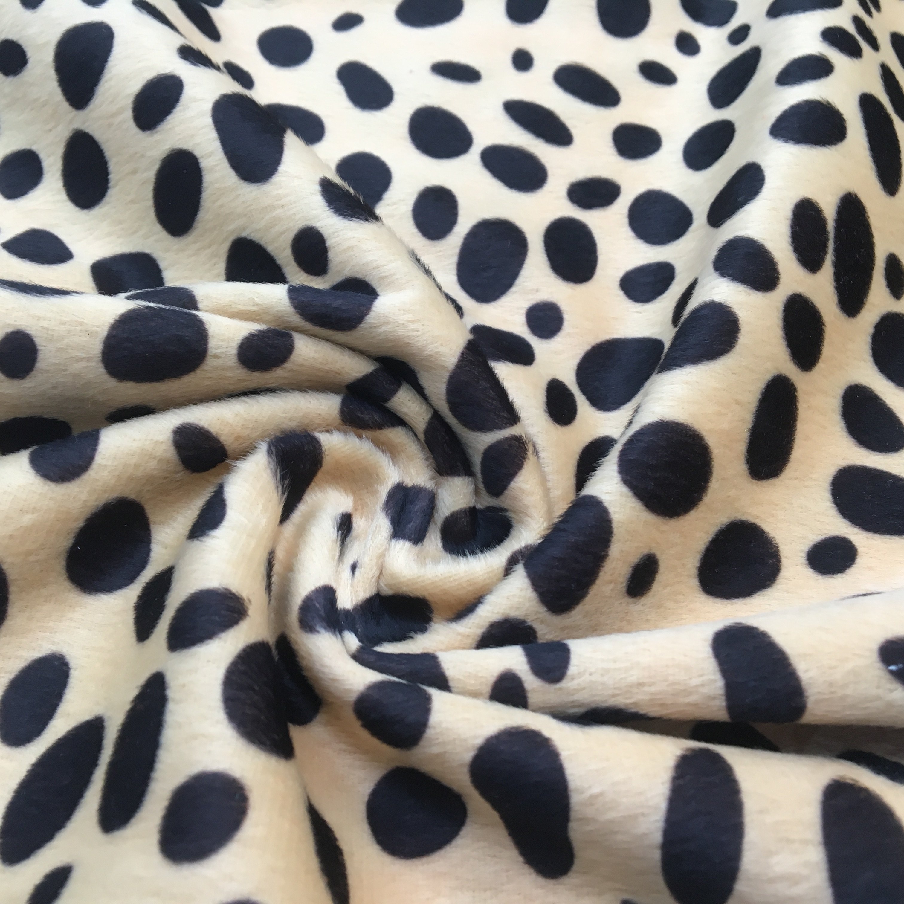 100% recycled polyester cow print velour fabric/animal print velboa