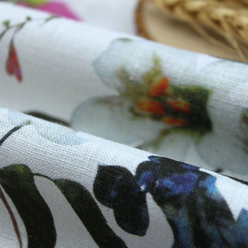 Customized High Quality Pure Hemp Printed Floral Pattern Fabric 100%Linen Printed Fabric for Bedding or Home Textile Upholstery