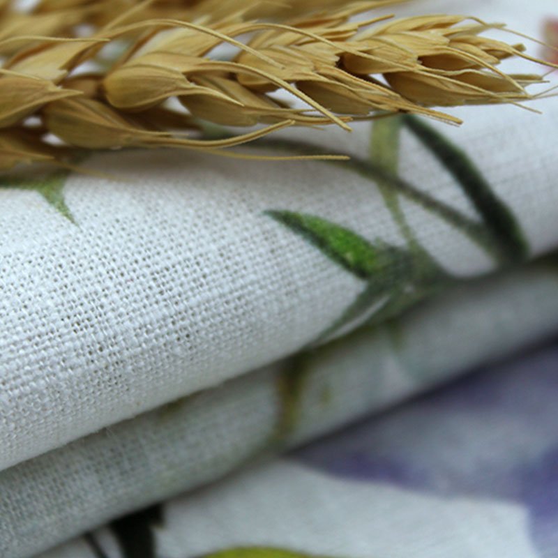 Customized High Quality Pure Hemp Printed Floral Pattern Fabric 100%Linen Printed Fabric for Bedding or Home Textile Upholstery